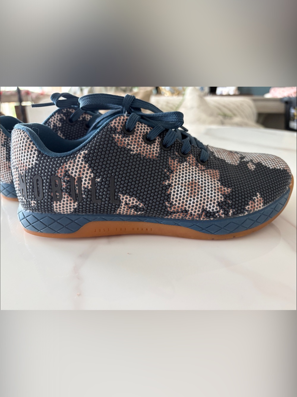 NOBULL Navy Blue and Tan Floral Trainers - Picture 2 of 9